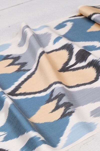 Blue Fabric Ikat Heart Shaped Pattern