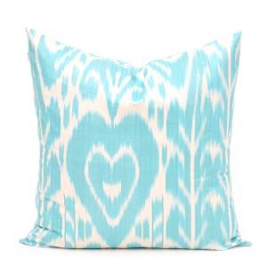 Turquoise Decorative Ikat Pillow
