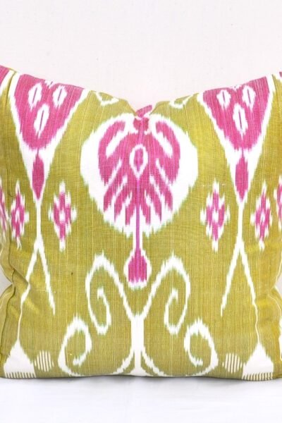 Pillowcase Ikat Olive Fuchsia Decor