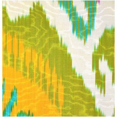 Alternative view of Lime Green Ikat Fabric by the yard