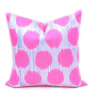 Hot Pink Polka Dot Throw Pillow