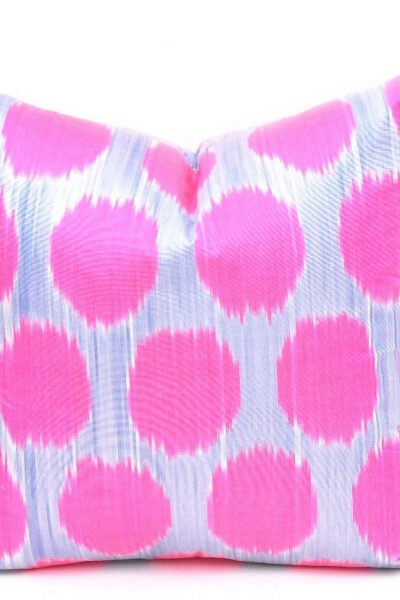 Hot Pink Polka Dot Throw Pillow