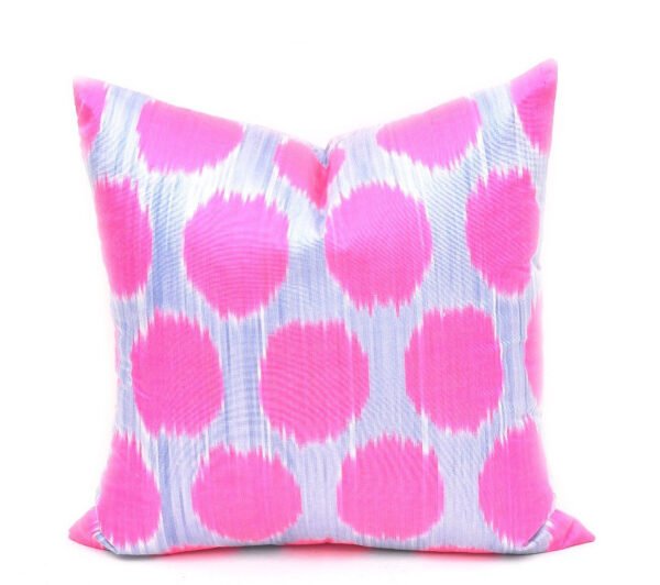 Hot Pink Polka Dot Throw Pillow