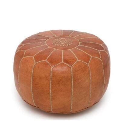 Alternative view of High Quality Brown Leather Moroccan Pouf