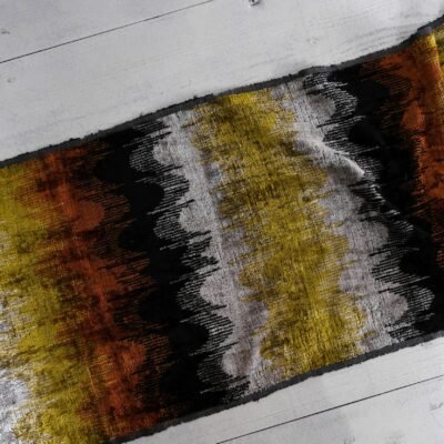 Alternative view of Golden Lines Velvet ikat fabric
