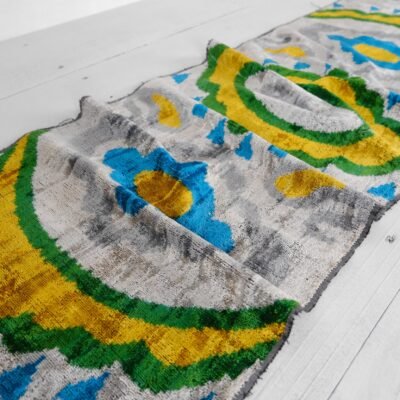 Alternative view of Yellow Clouds Velvet ikat