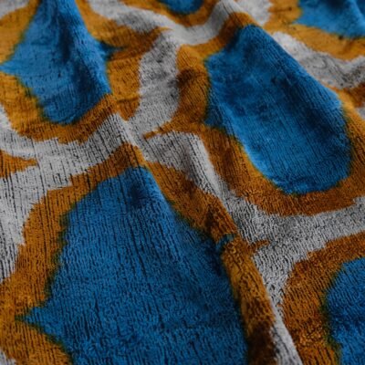 Alternative view of Blue drops Silk ikat textile