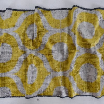 Alternative view of Yellow Drops Velvet silk ikat textile