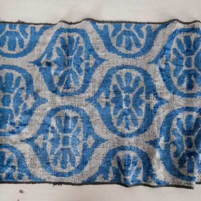 Alternative view of Turkish design Blue silk velvet ikat fabric