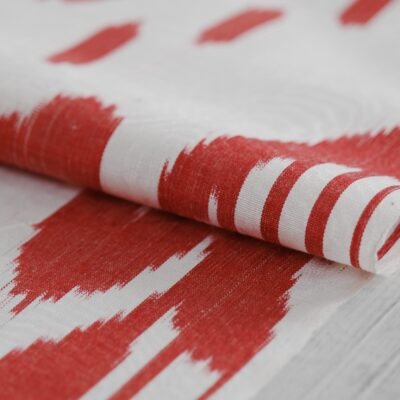 Alternative view of Red Ikat Pattern Fabric