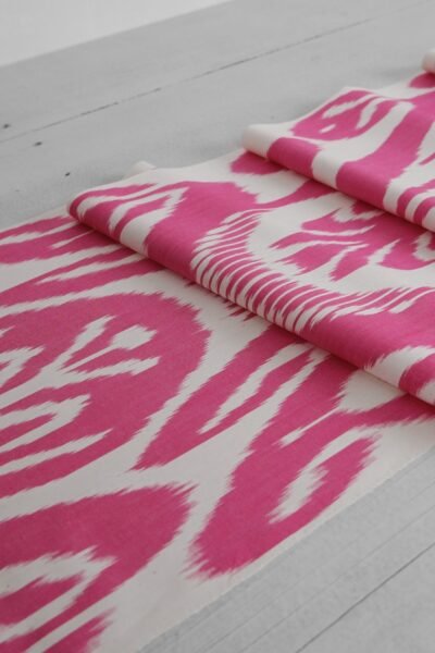 Pink Cotton Ikat Woven Fabric