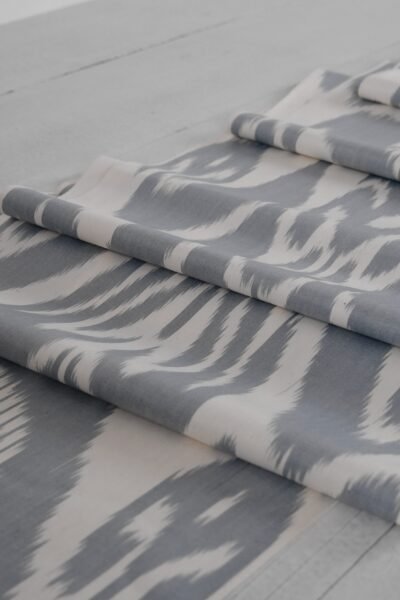 Grey Cotton Ikat Fabric