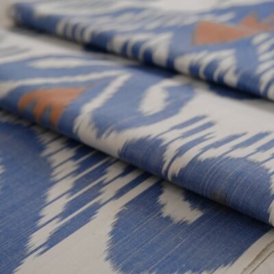 Alternative view of Blue Ikat Upholstery Fabric