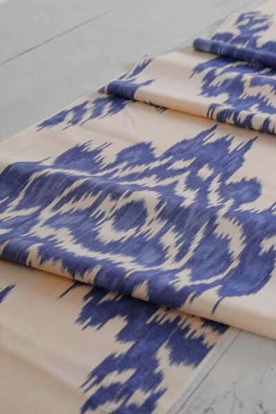 Breathable Blue Ikat Cotton Fabric