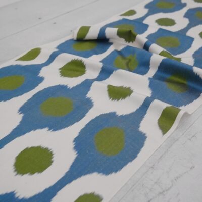 Alternative view of Cloud Green Dot Ikat fabric