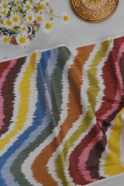 Rainbow Silk Ikat Fabric