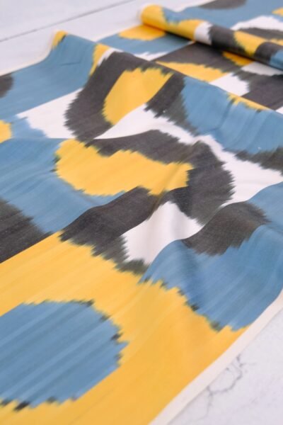 Yellow Blue Emile Ikat Fabric