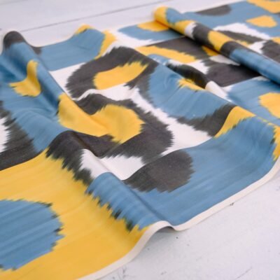 Alternative view of Yellow Blue Emile Ikat Fabric