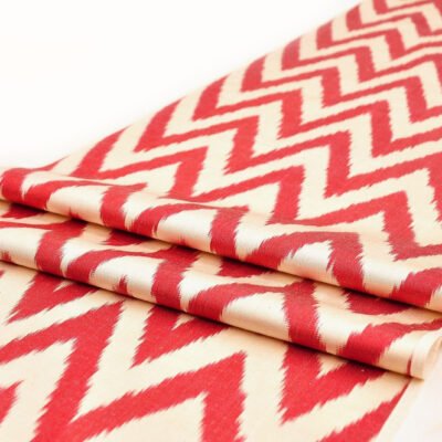 Red Ikat Chevron Upholstery Fabric