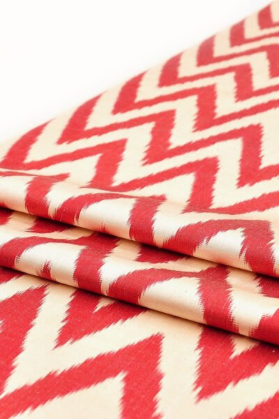 Red Ikat Chevron Upholstery Fabric