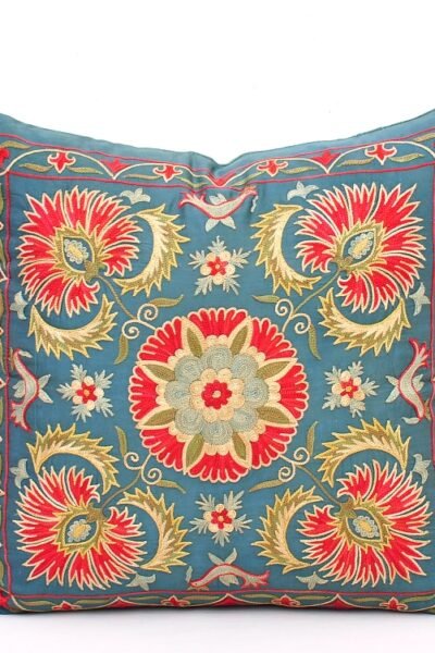 Embroidered Blue Suzani Pillow