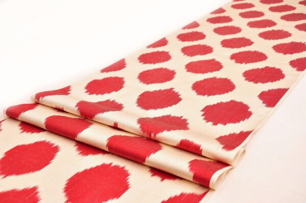Red Polka Dot Designer Ikat Fabric