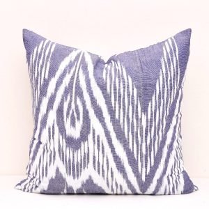 Gray Blue Decorative Ikat Pillow Cover