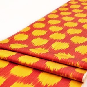 Fabric by the Yard Red Gold Ikat