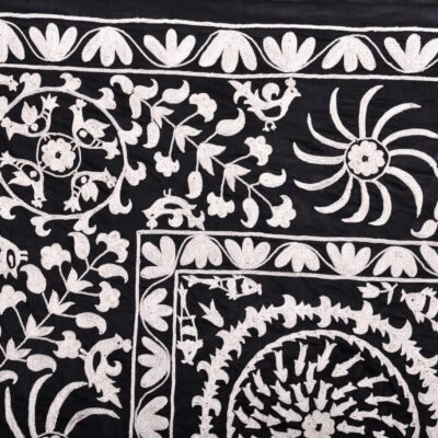 Alternative view of Black and White Suzani Couching Embroidery