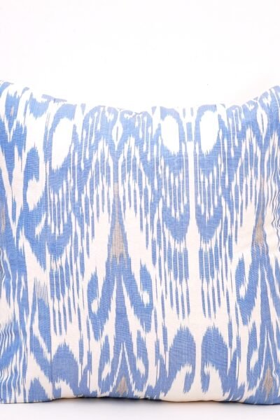 Blue designer ikat throw pillow cover