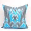 Gray Blue Ikat Pillow