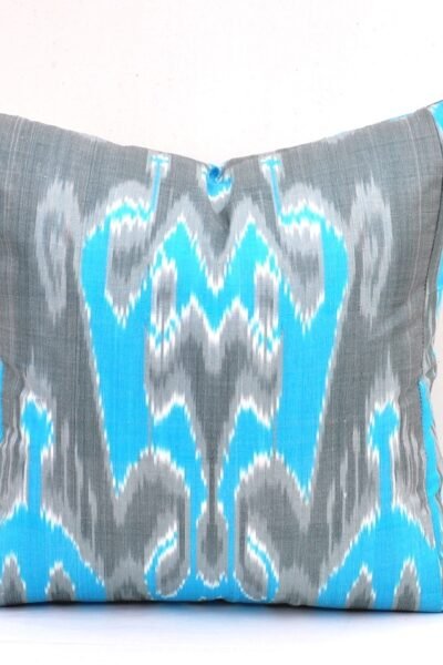 Gray Blue Ikat Pillow