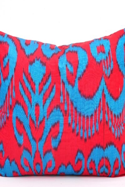 Soft Touch Blue Organic Silk Ikat Pillow