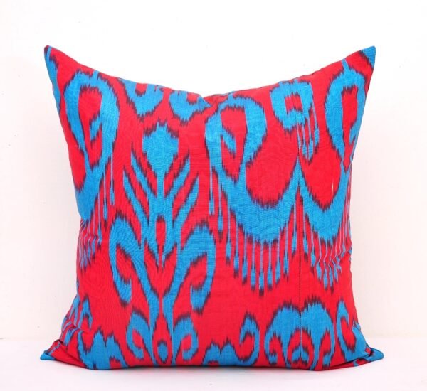 Soft Touch Blue Organic Silk Ikat Pillow
