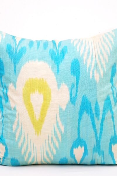 Light Blue Silk Ikat Throw Pillow