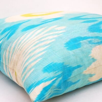 Alternative view of Light Blue Silk Ikat Throw Pillow
