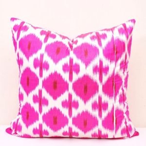 Pink Ikat Pillow Cover