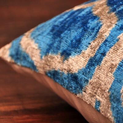 Alternative view of Blue Redux Velvet Cushion