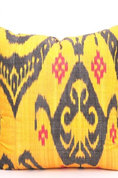 Yellow Decorative Ikat Cushion Cover