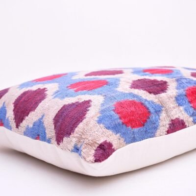 Alternative view of Blue Decorative Velvet Ikat Throw Pillow