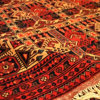 Alternative view of Uzbek Ikat design wool rug