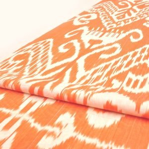 Orange Ikat fabric by the yard