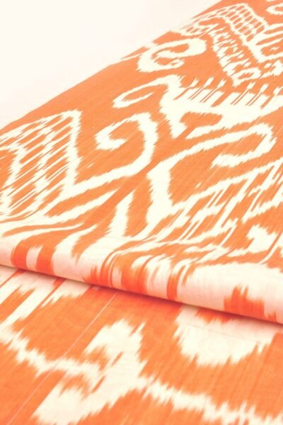 Orange Ikat fabric by the yard