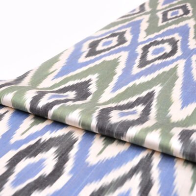Alternative view of Olive Composed Blue Ikat Fabric