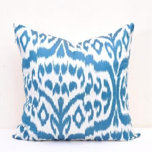 Blue White Ikat Pillow