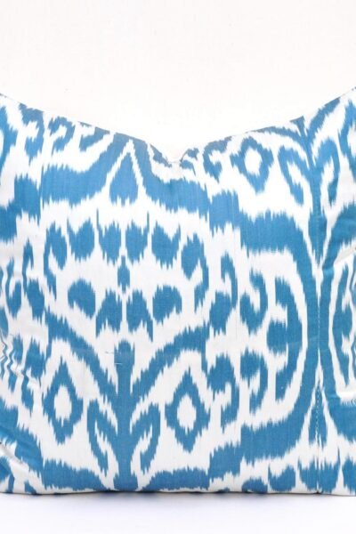 Blue White Ikat Pillow