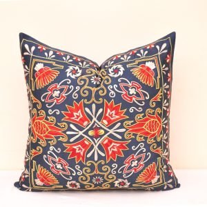 Linen Upholstery Suzani Pillow