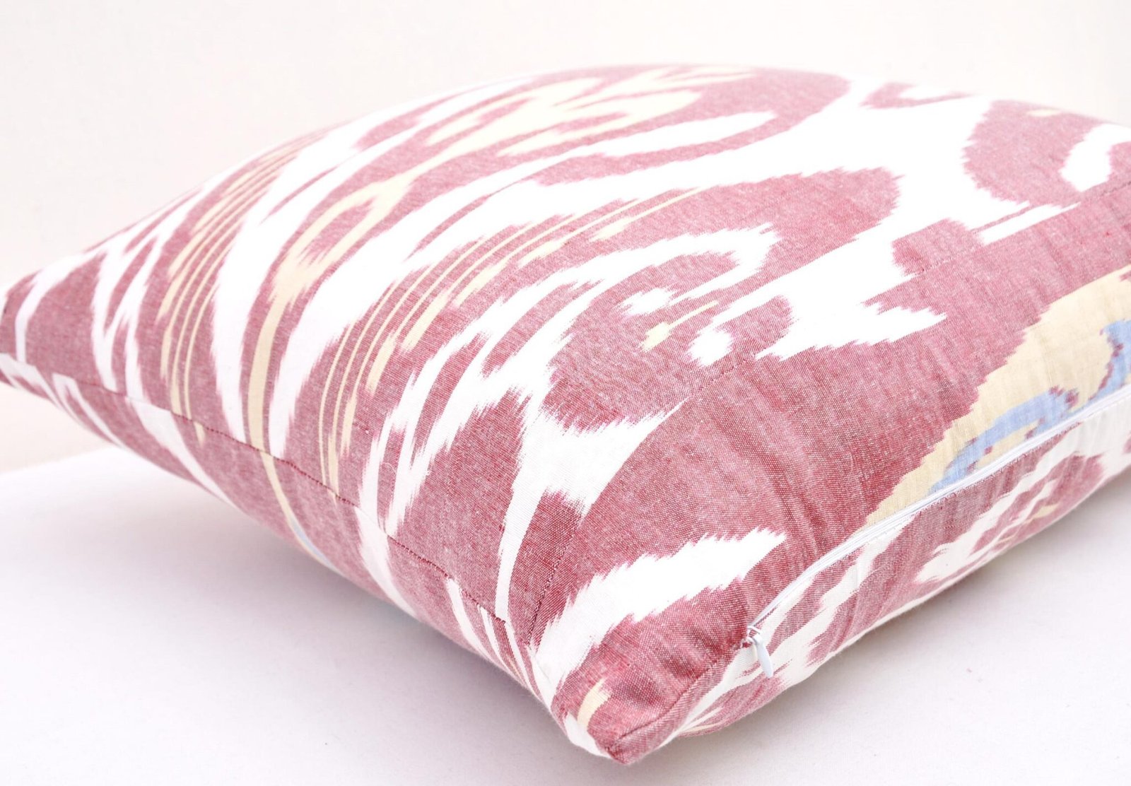 White - Modal Silk Patch Pochampally Ikat Cushion Cover 09