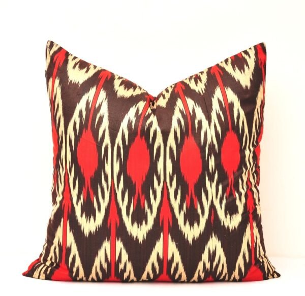 Red Throw Ikat Pillow Cover