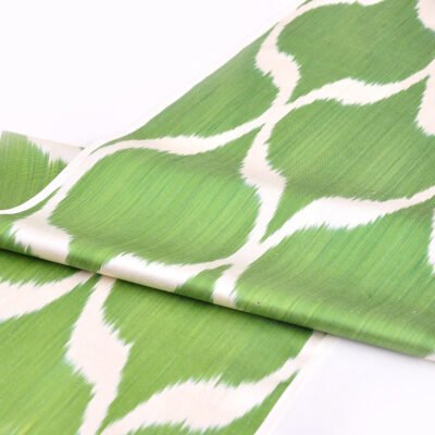 Ikat Green Diamonds Design Fabric